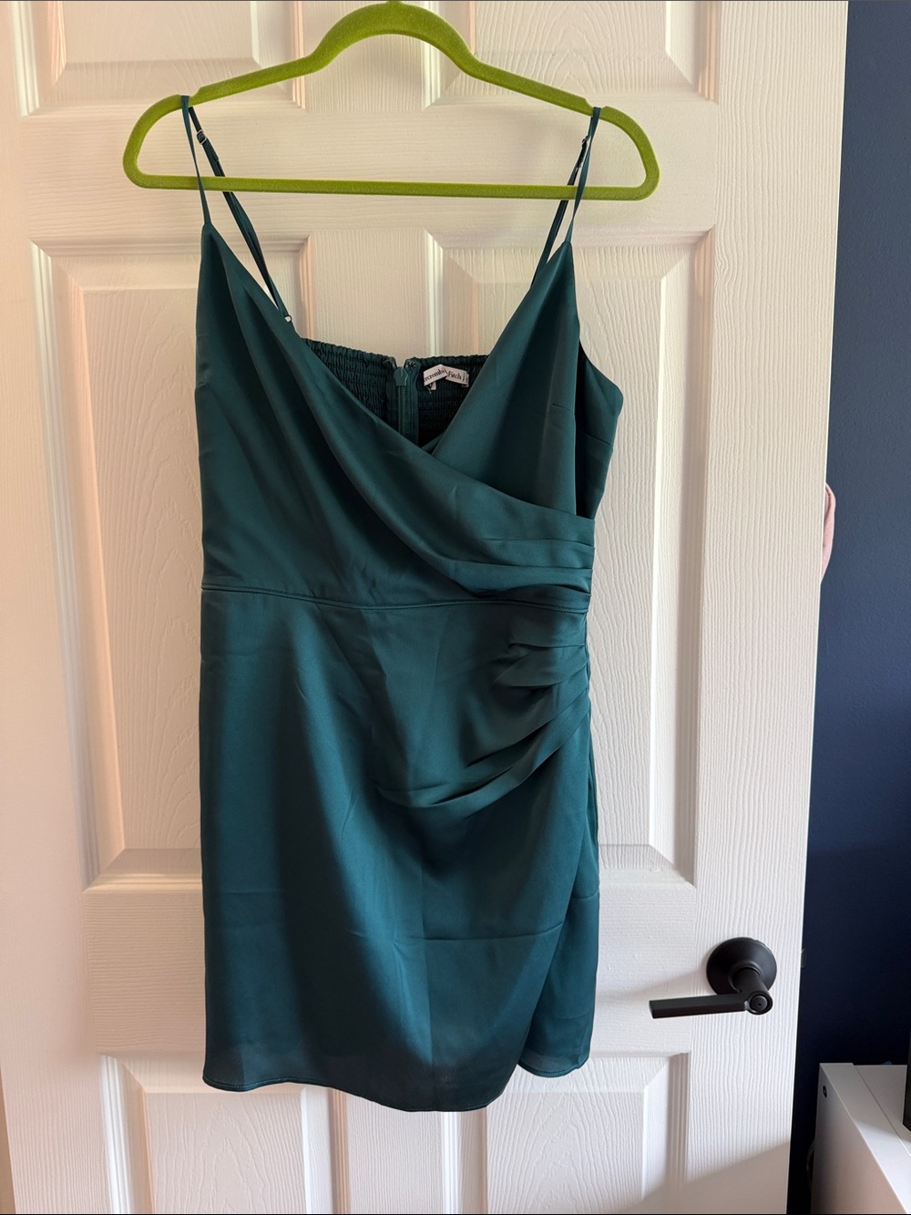 Abercrombie & Fitch Teal Draped Spaghetti-Strap Mini Dress